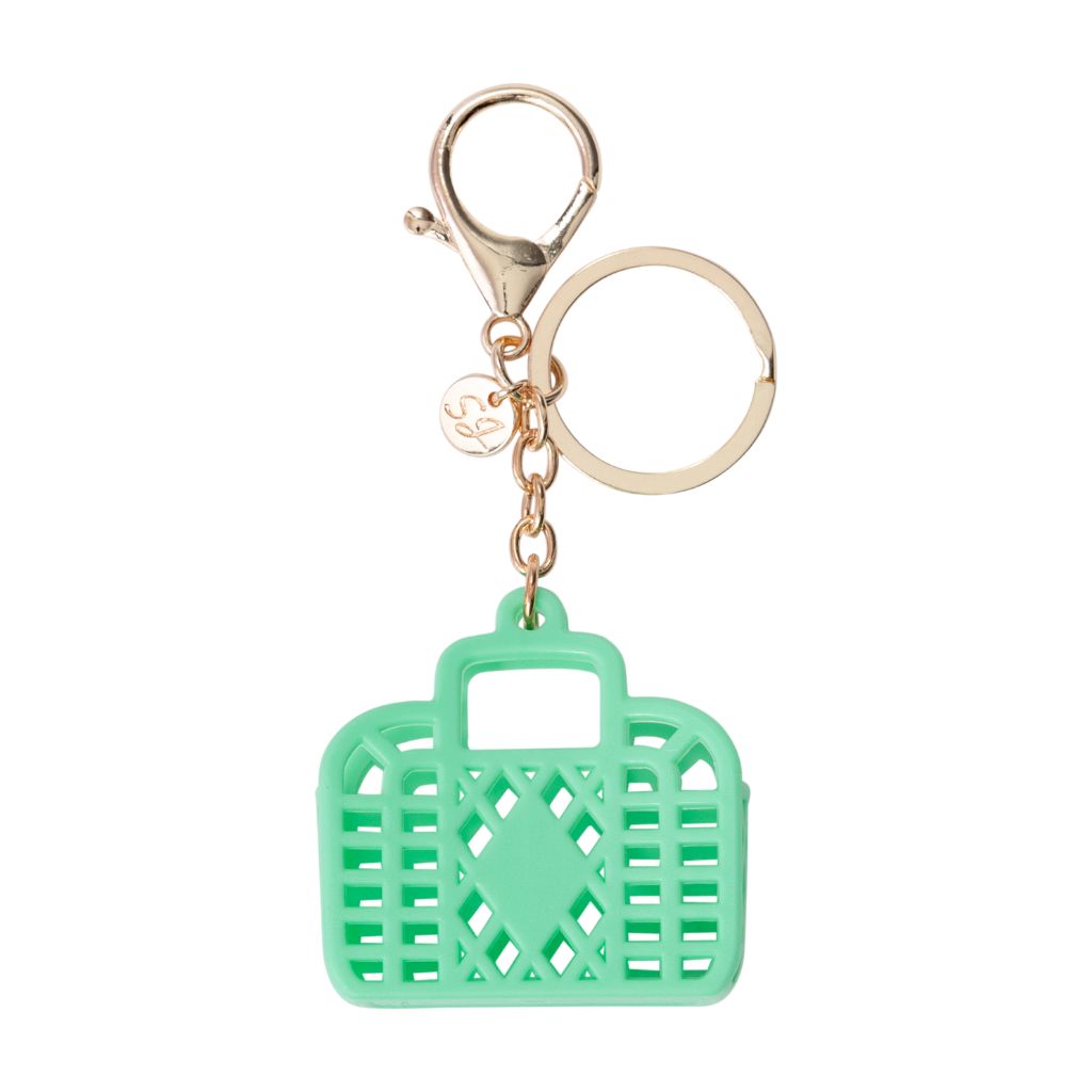 Product shot of the green itty bitty retro bag charm from Sun Jellies