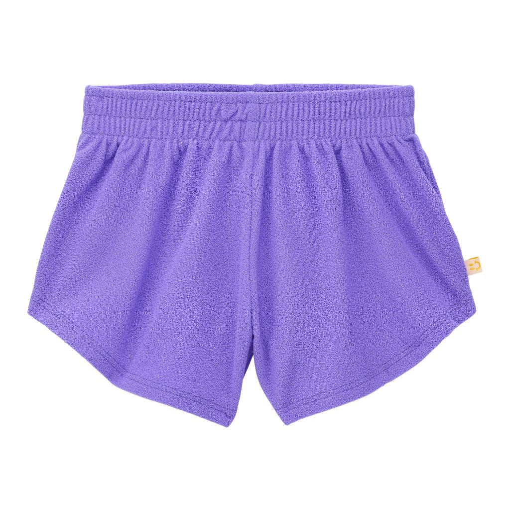 Product shot of the shorts from the Mike beachwear set in blueberry from Baines Collection