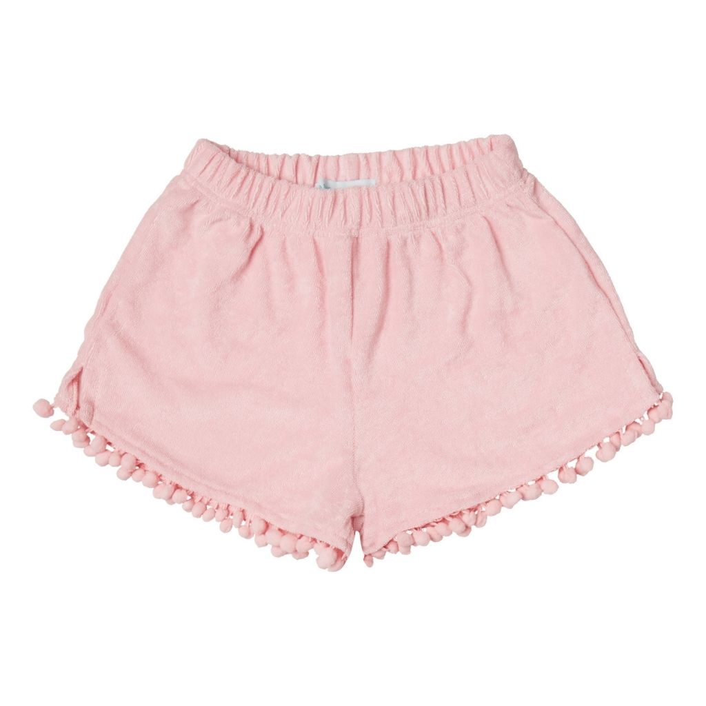 Front product shot of the Marie Raxevsky towelling shorts in blush