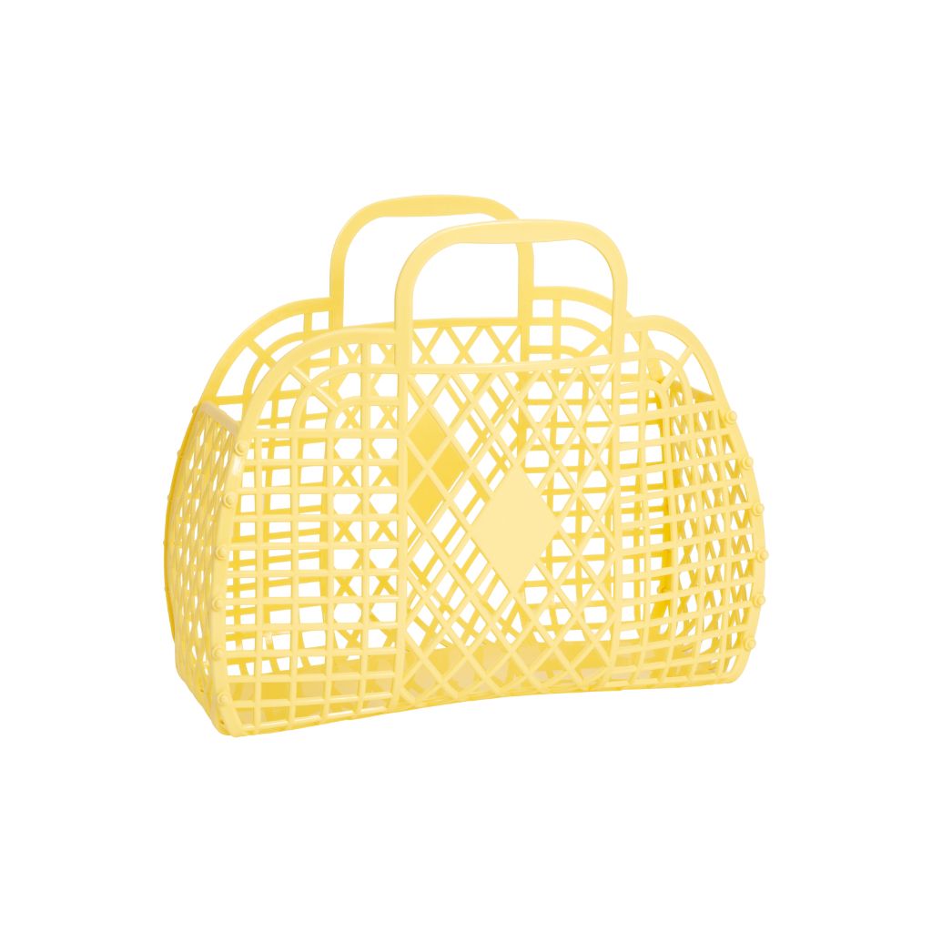 Product shot of the Sun Jellies Small Retro Basket in Yellow