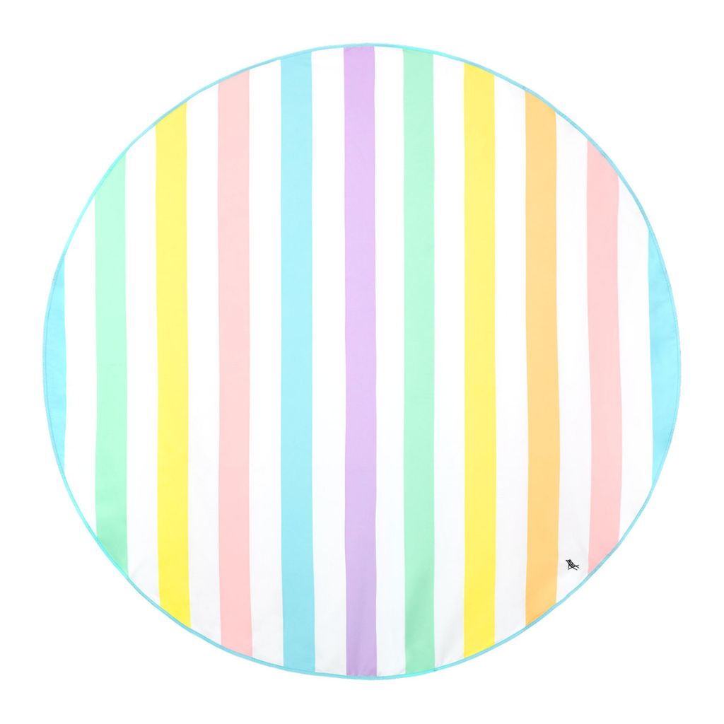 Product shot of Dock and Bay cabana round beach towel in Unicorn Waves