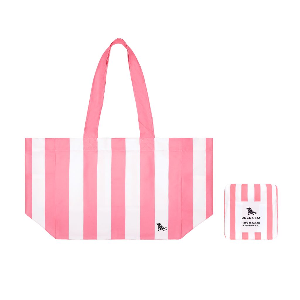 Product shot of Dock and Bay Everyday Tote Beach Bag and Pouch in Malibu Pink