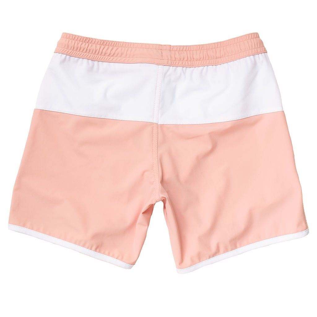 Back view of the Folpetto Jack swim shorts in dusty pink and ivory