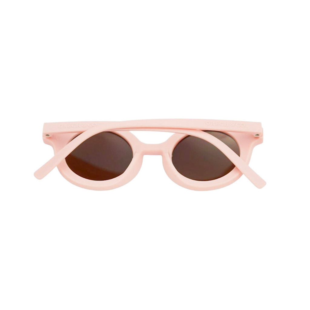 Back shot of Grech and Co sustainable round sunglasses in Blush Bloom
