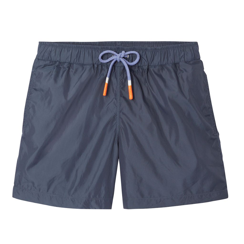 Product shot of the front of the Lison Paris Capri Swim Shorts for boys in grey