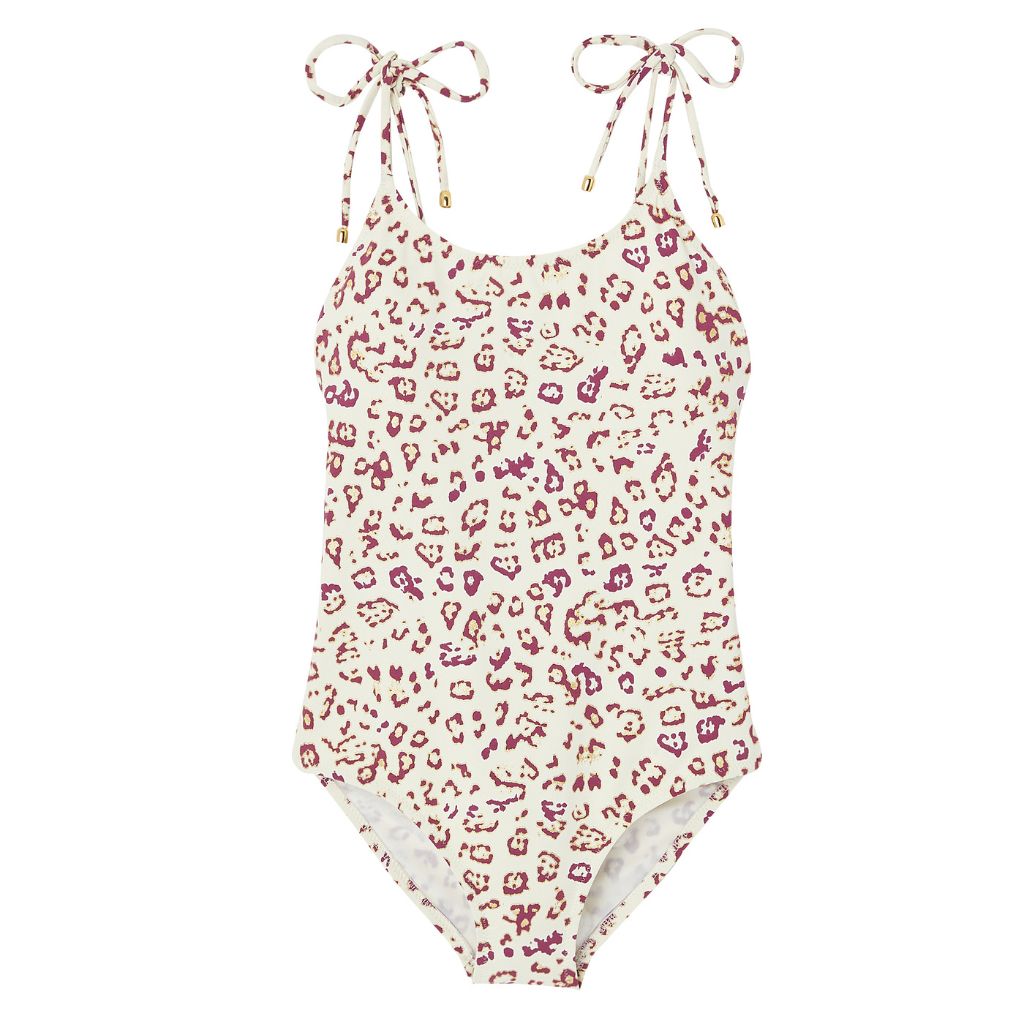 Product shot of Lison Paris Savanna one piece swimsuit in leopard print