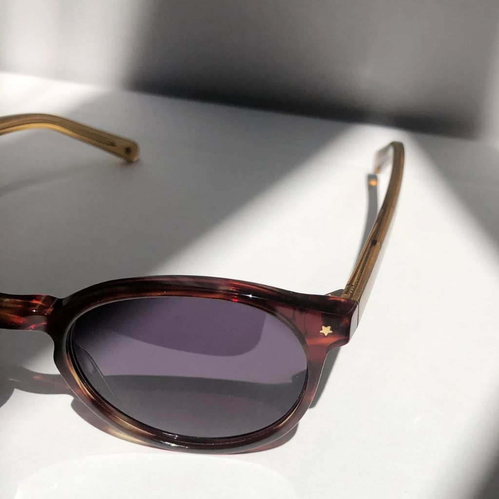 Close up of the Fabi tortoiseshell round sunglasses from Maison Juli