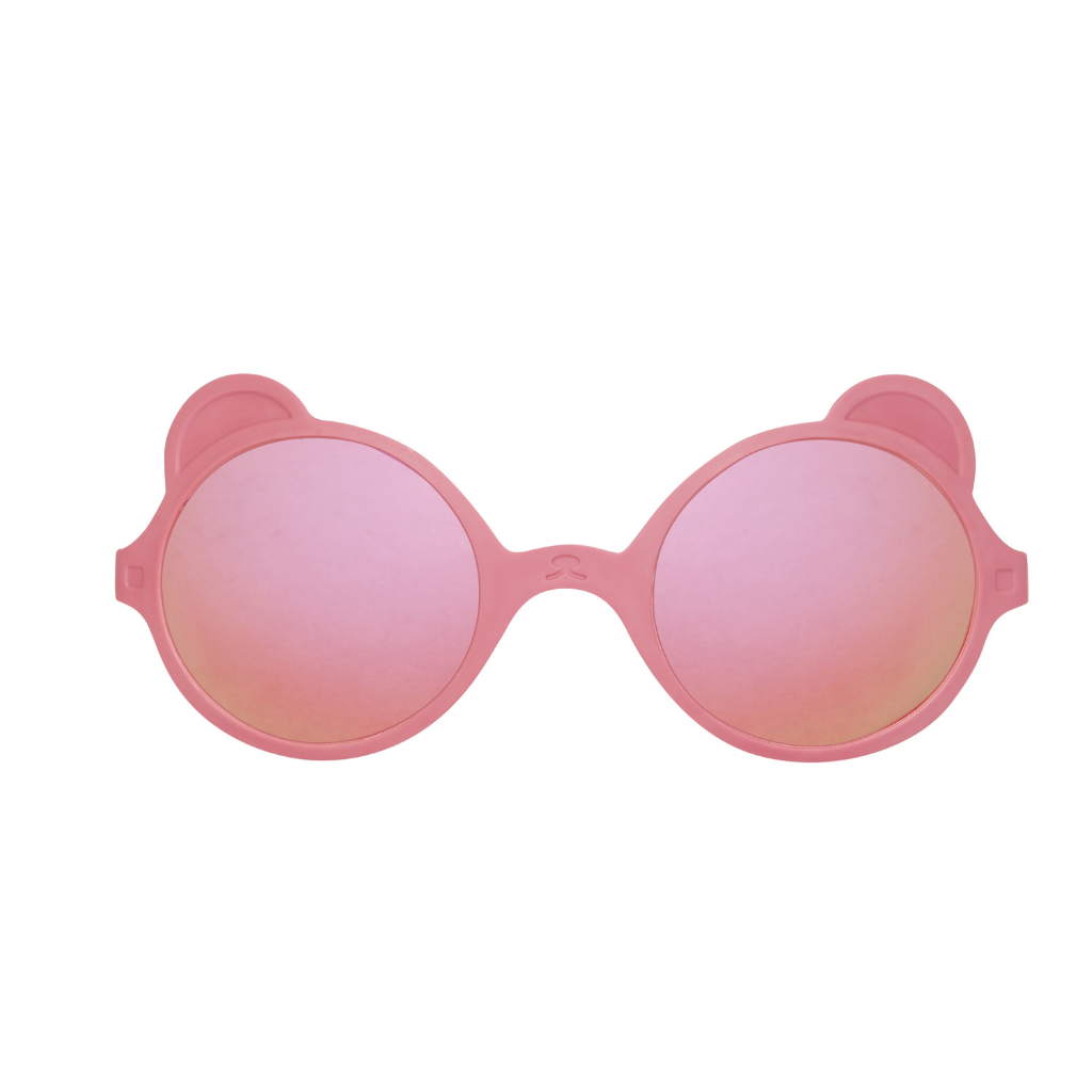 Front view of Ki et La Ourson Teddy Bear sunglasses for Children from 1 - 4 years in Antik Pink