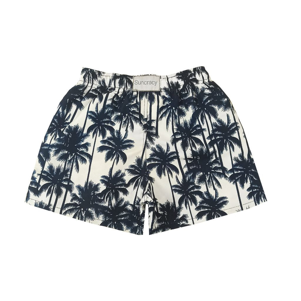 Product shot of the back of Suncracy Palms Menorca Tactel Swim Shorts for Boys