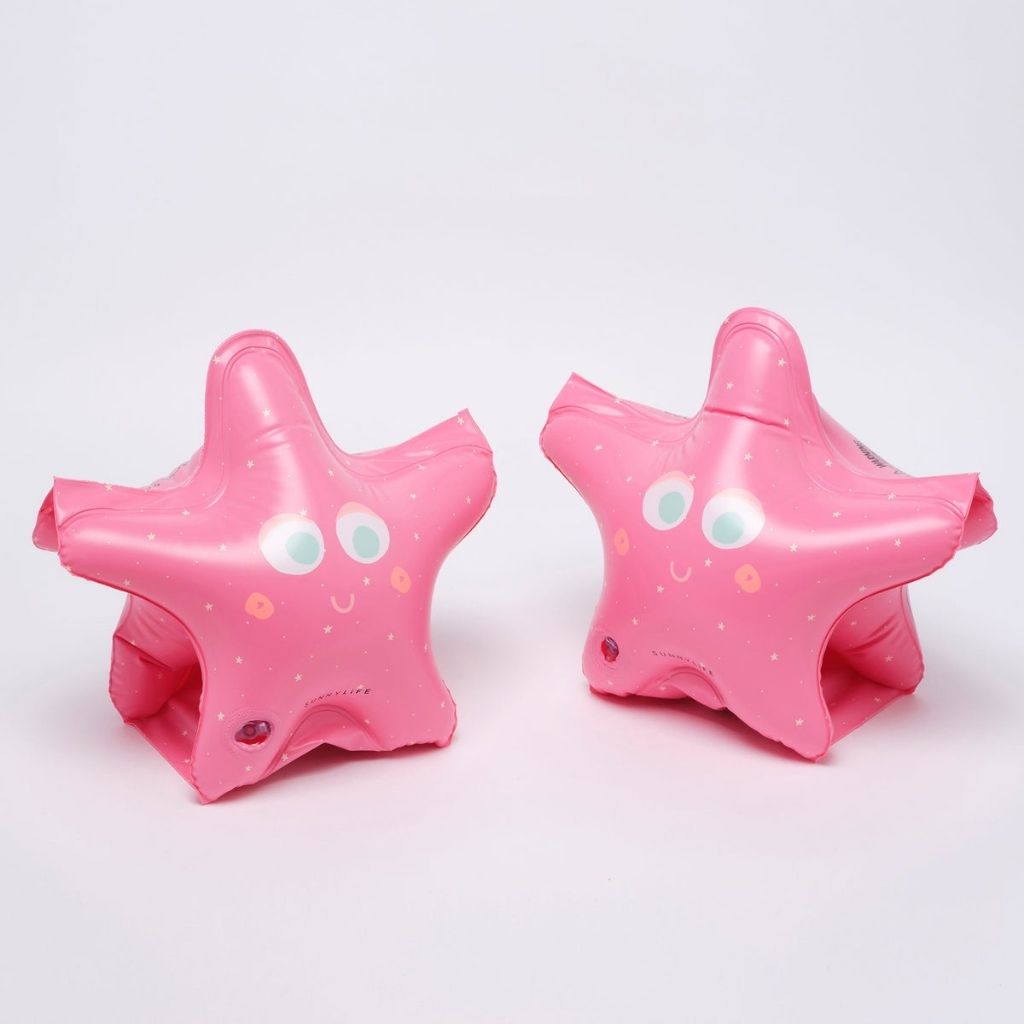 Product shot of Sunnylife kids buddy float bands in ocean treasure design with rose starfish