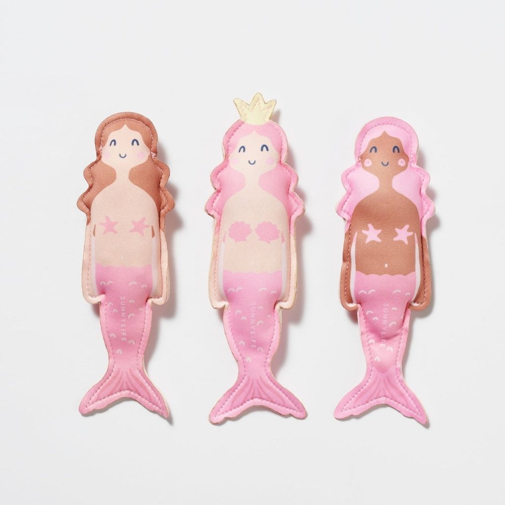 Product shot of Sunnylife kids dive buddies in ocean treasure with set of three mermaids