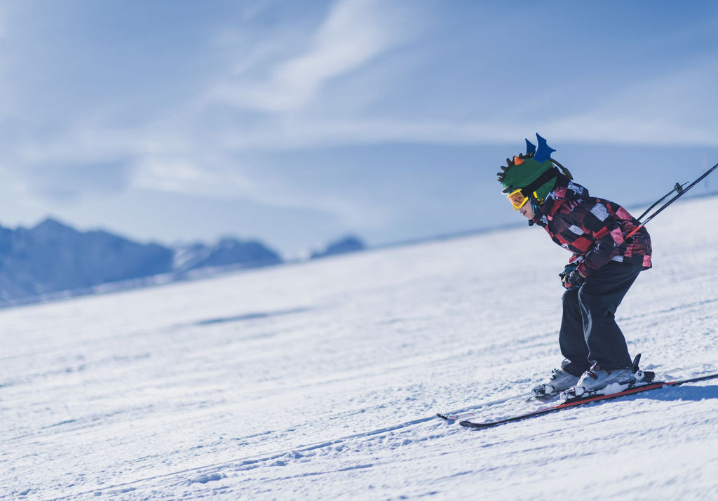 Boy skiing on slopes
