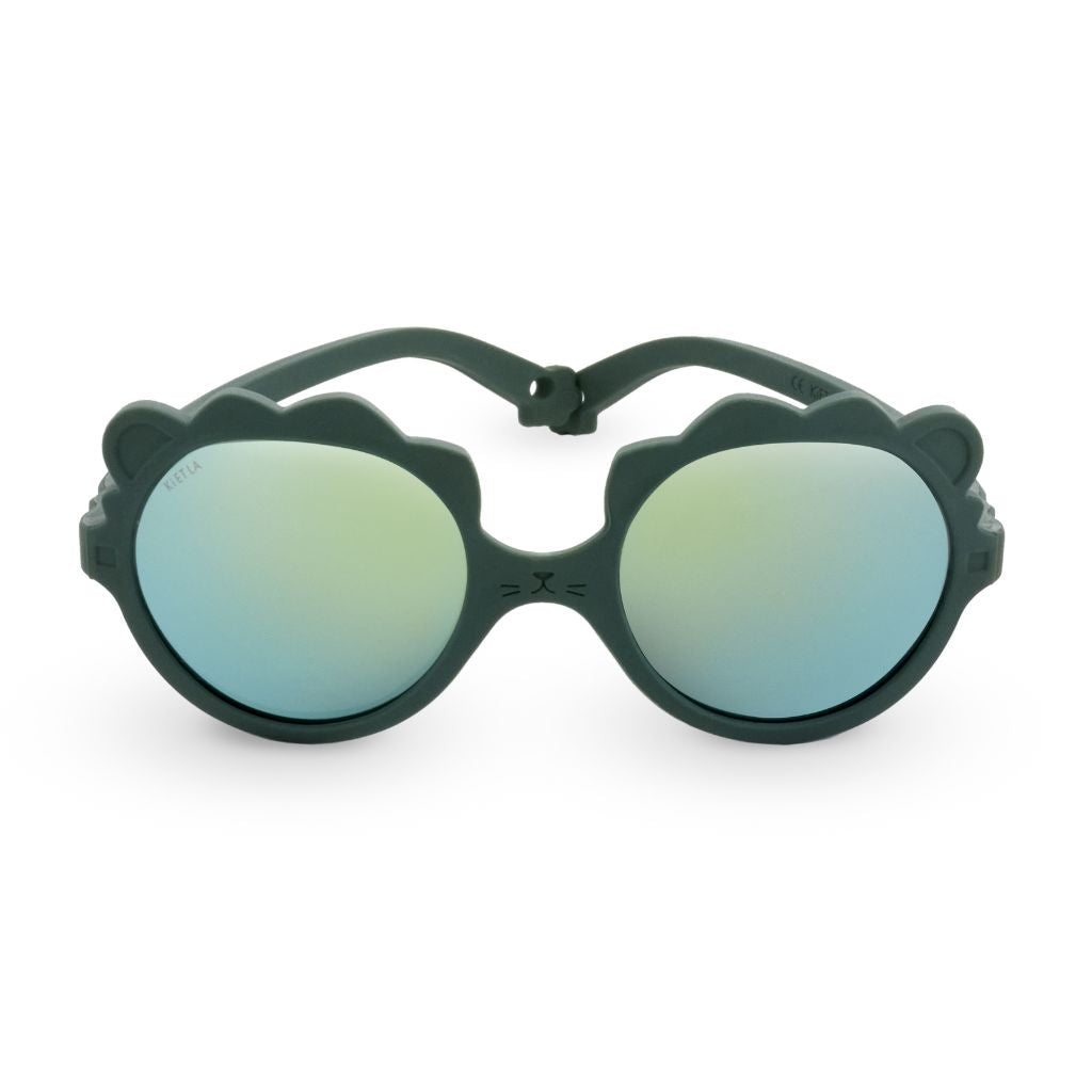 Product shot of the front of the Ki et la Lion Baby Sunglasses in green