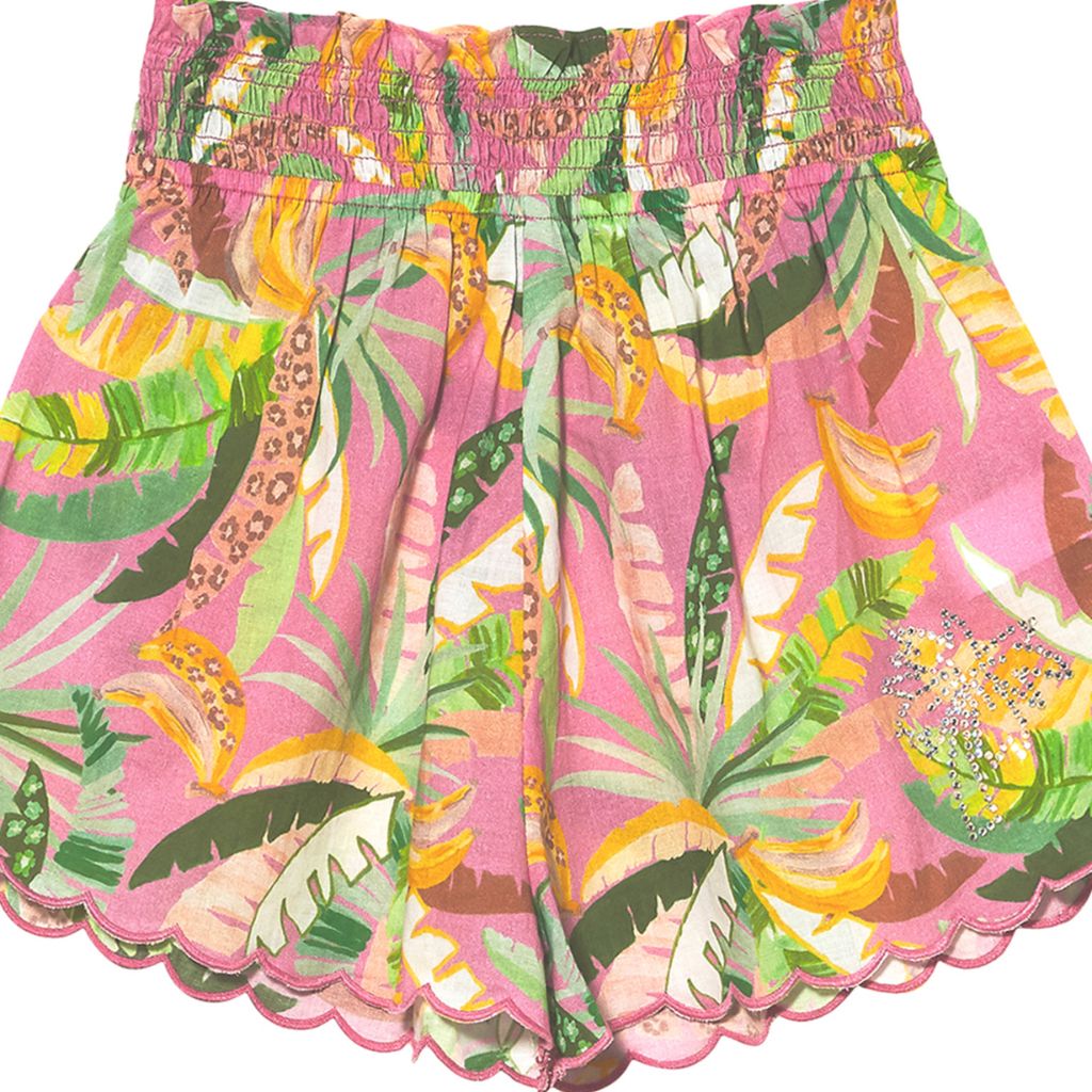 Close up of the fabric on the Tutu Du Monde SS24 Copacabana Shorts in palm print
