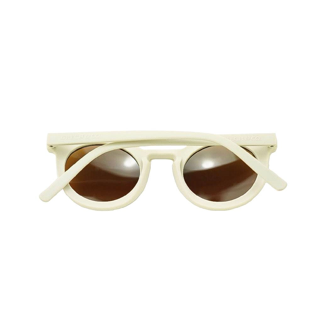 Back product view of Grech & Co sustainable round sunglasses for toddlers and children in Atlas White