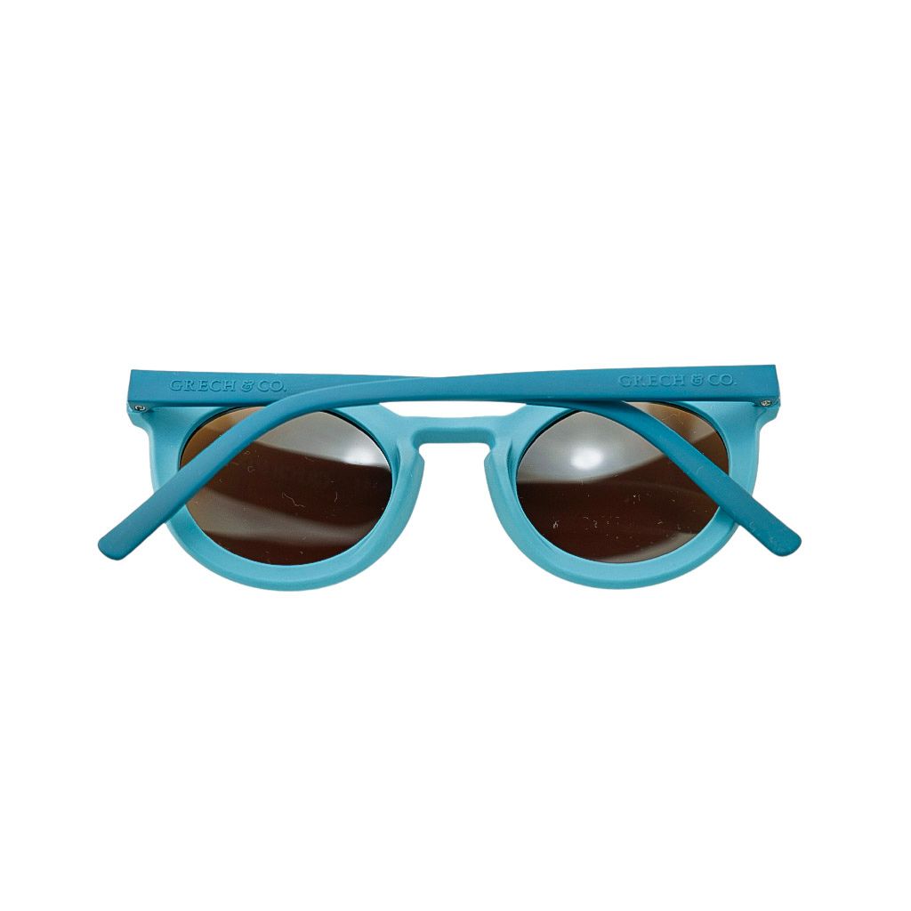 Back product view of Grech and Co Round Sustainable Polarised Sunglasses in Laguna Blue