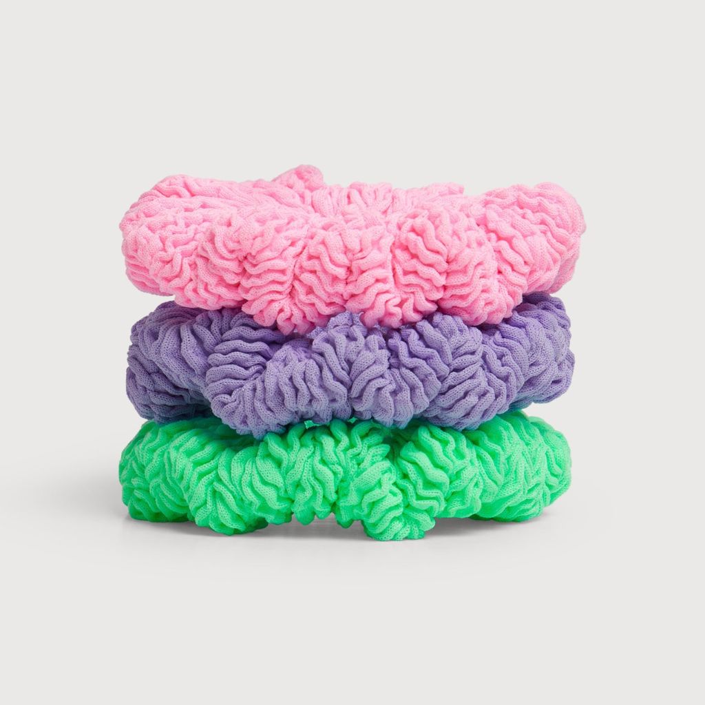 Pack of 3 Hunza G Kids Hair Scrunchies in Bubblegum, Lilac and Lime