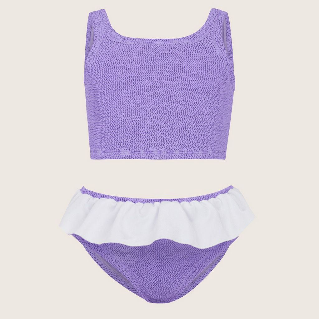 Product shot of the Hunza G Baby Olive Bikini in Lilac