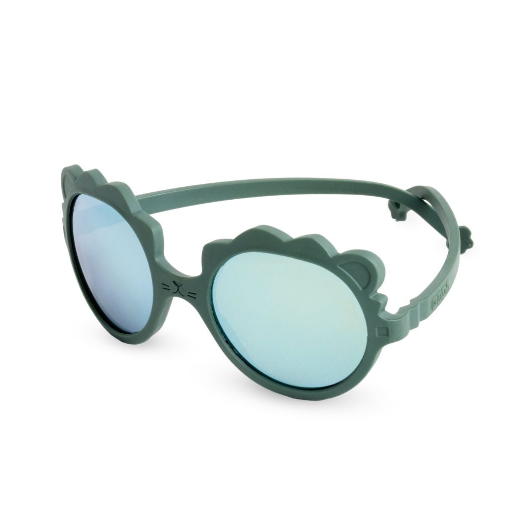 Close up of the side of the Ki et La Lion Sunglasses in green