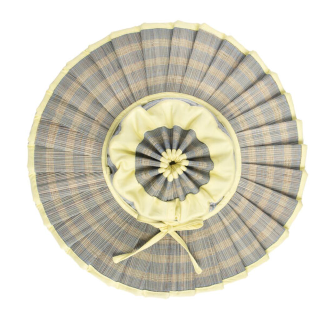 Product shot of a Birdseye view of the Malibu Capri Children's Sun Hat from Lorna Murray in lemon yellow