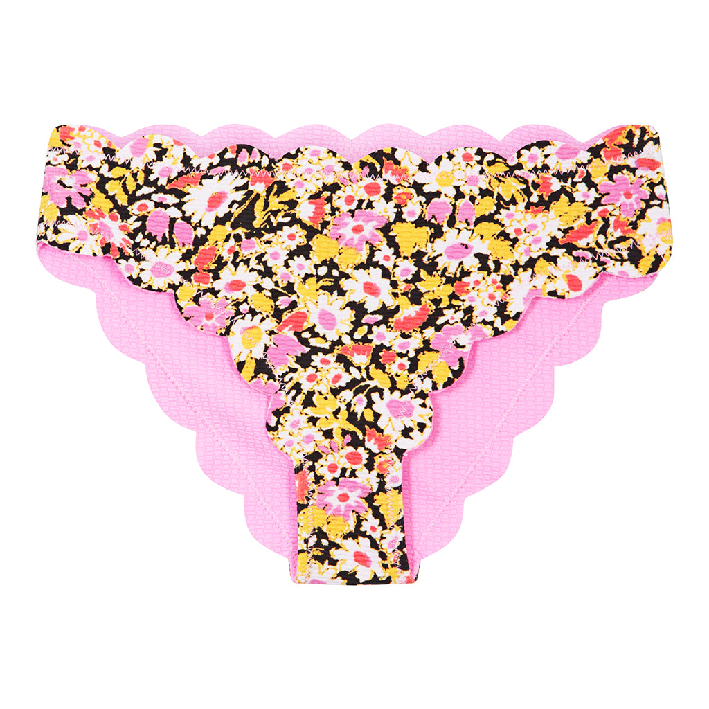 Front product shot of the Marysia Bumby Broadway bikini bottoms in floral and bloom