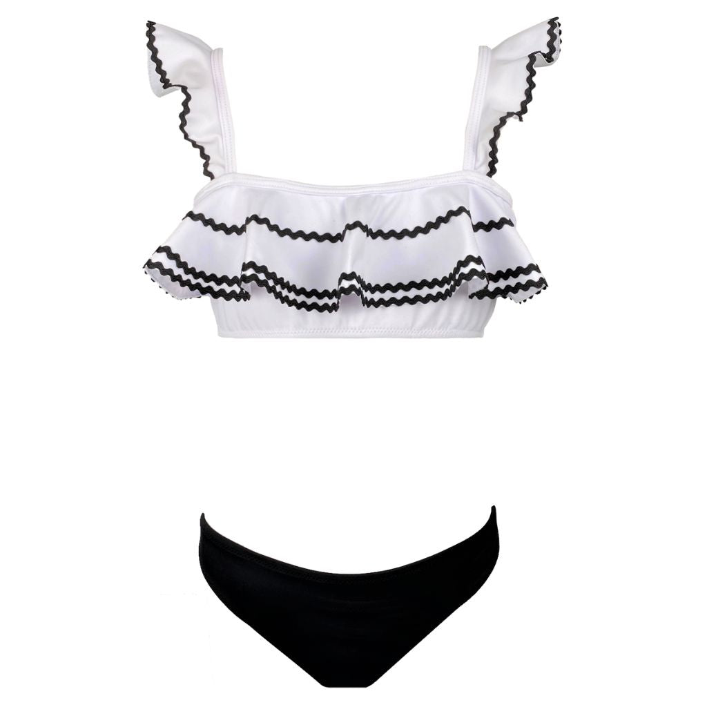 Product shot of the front of the Nessi Byrd Nilly monochrome bikini