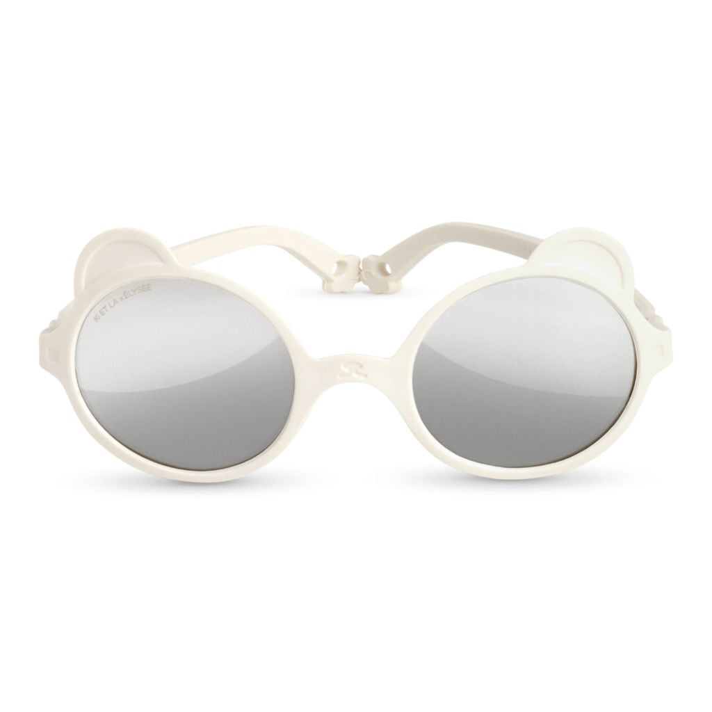 Product shot of the front of the Ki et La Ours'on Elysee White baby sunglasses