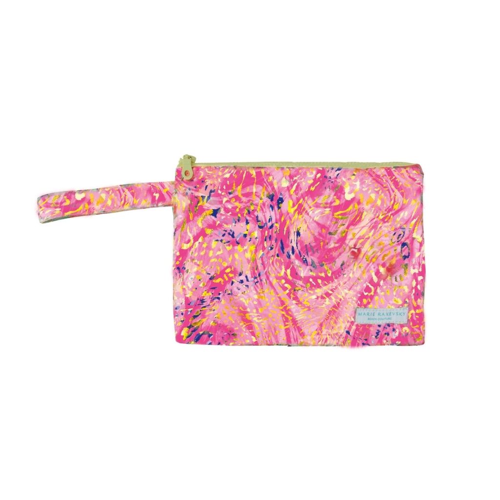Product shot of the Marie Raxevsky large waterproof pouch in splash print