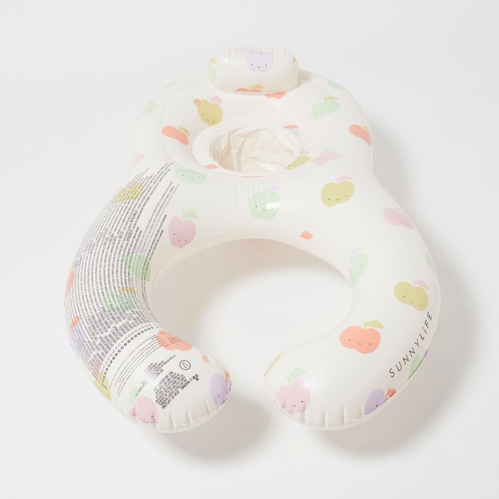 Close up product shot of the back of the Sunnylife Float Together Baby Seat in Apple Sorbet