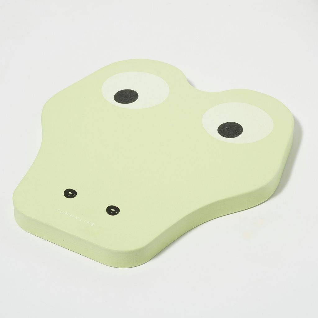 Angled view of the Sunnylife Kids Kickboard Float in the Cookie the Croc shape