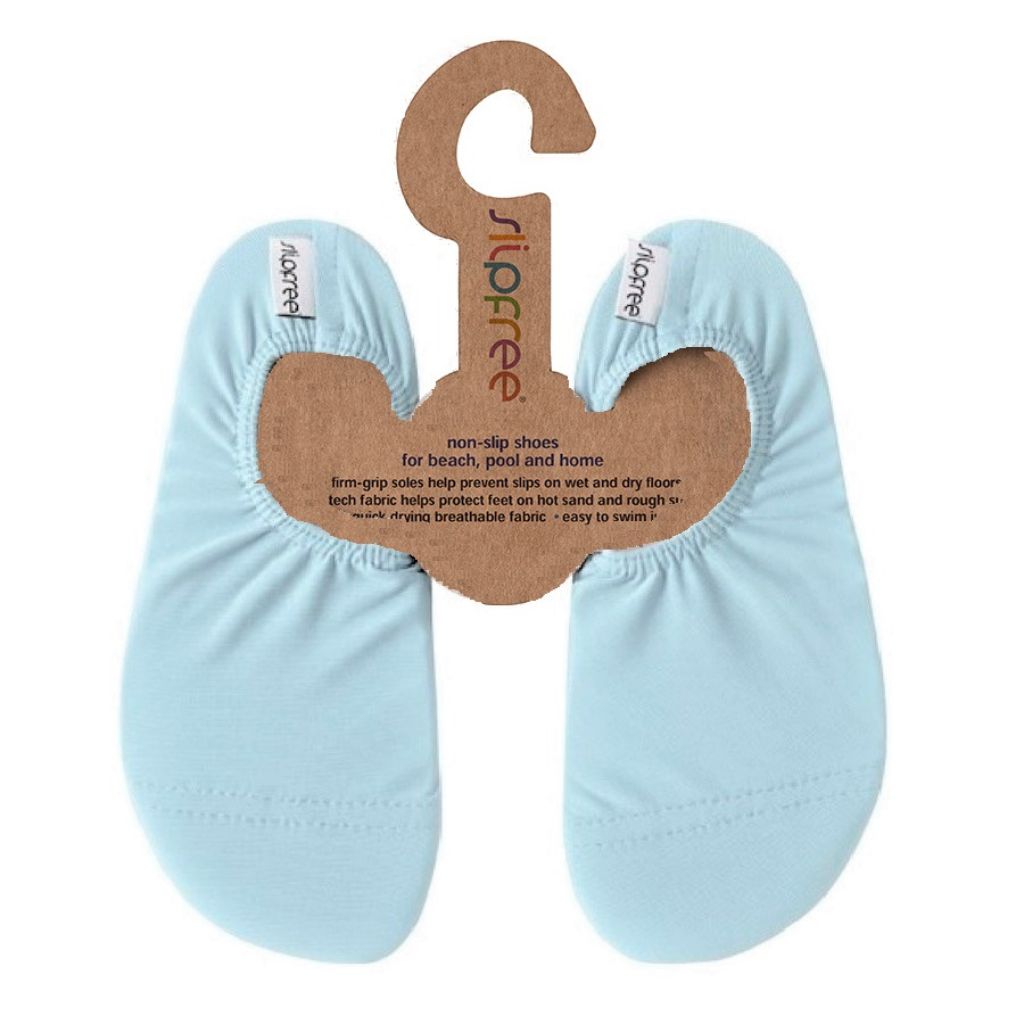 Product shot of the front of the Slipfree Pale Blue Non-Slip Shoes for Infants, Toddlers and Children