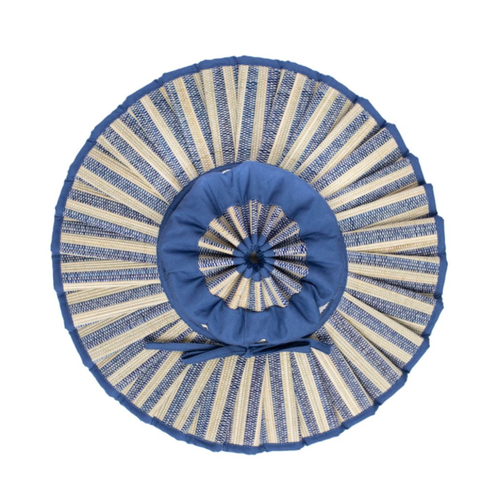 Product shot of a Birdseye view of the Valletta Island Capri Child's Sun Hat from Lorna Murray in Royal Blue