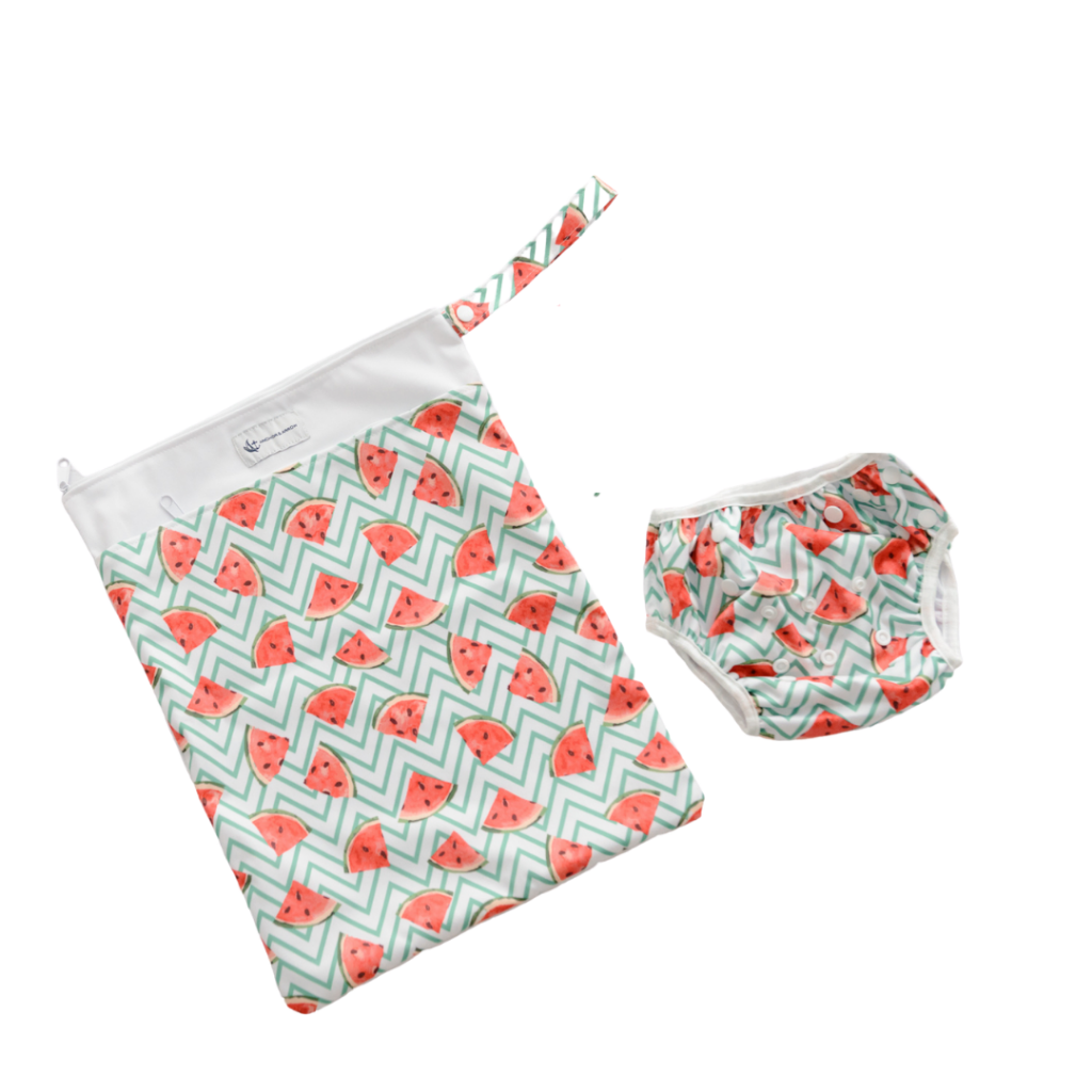 Anchor & Arrow Frolicking Watermelonsprint unisex reusable wet bag and swim nappy