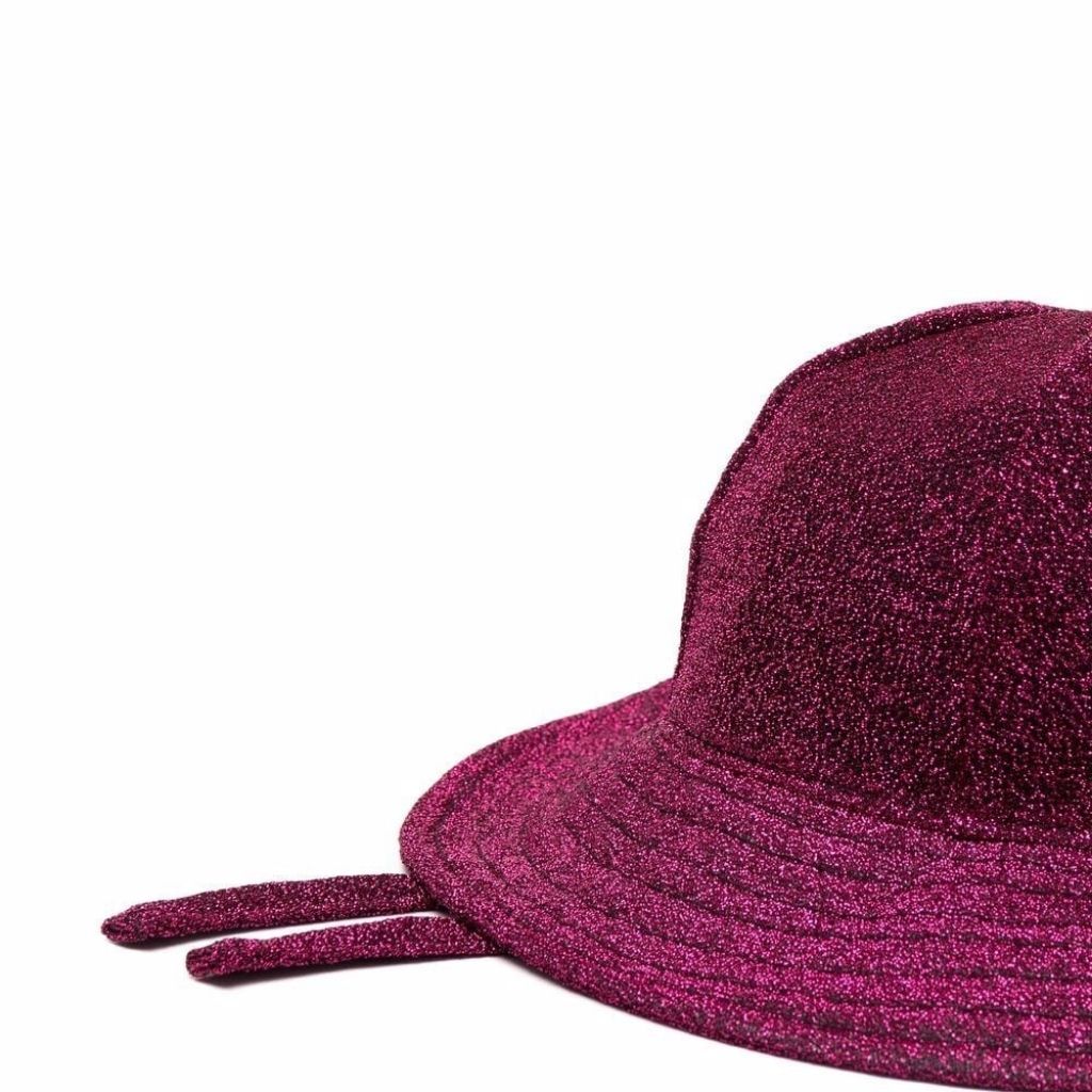 Close up of Oseree Kids Osemini glitter sun hat for baby girl in fuchsia pink