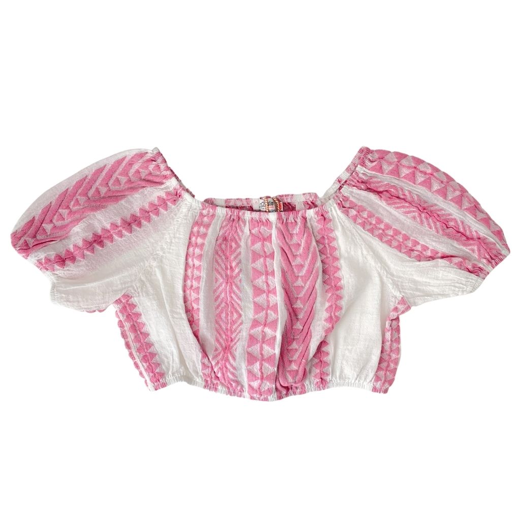 The Iria blouse top in neon pink from the children's line of Greek brand, Devotion Twins