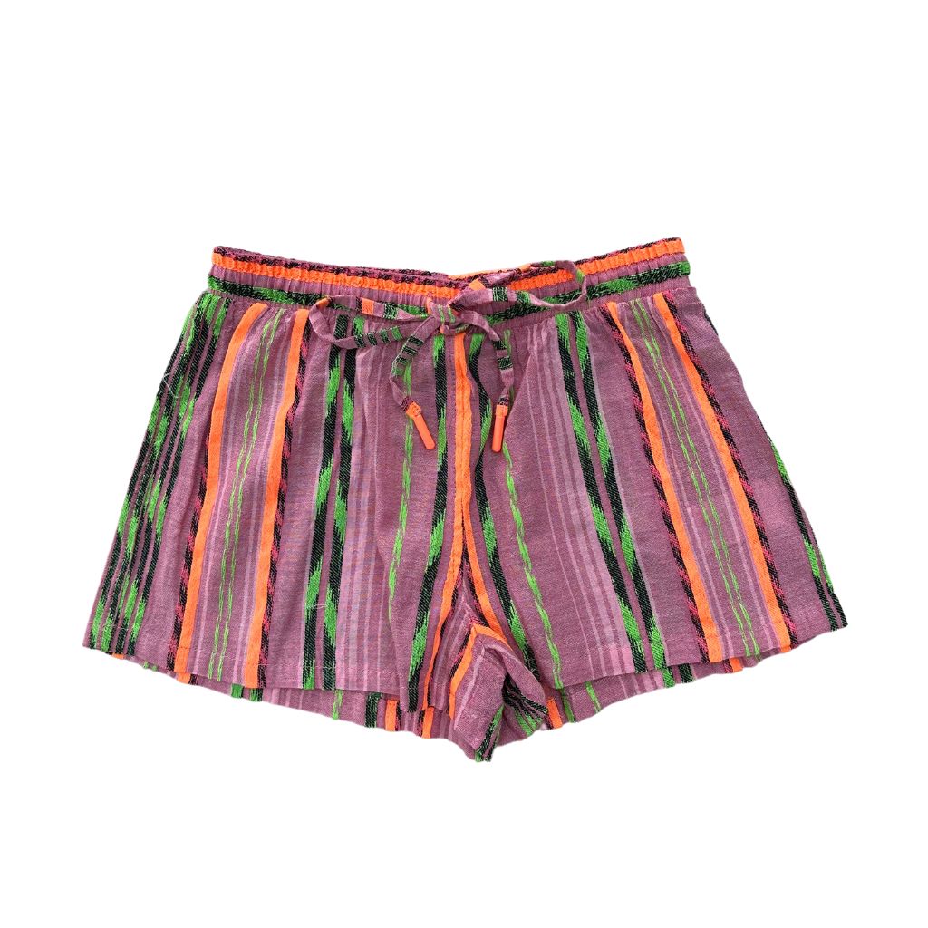 Product shot of the front of the Devotion Twins Stars Ismini Shorts in Pink and Orange