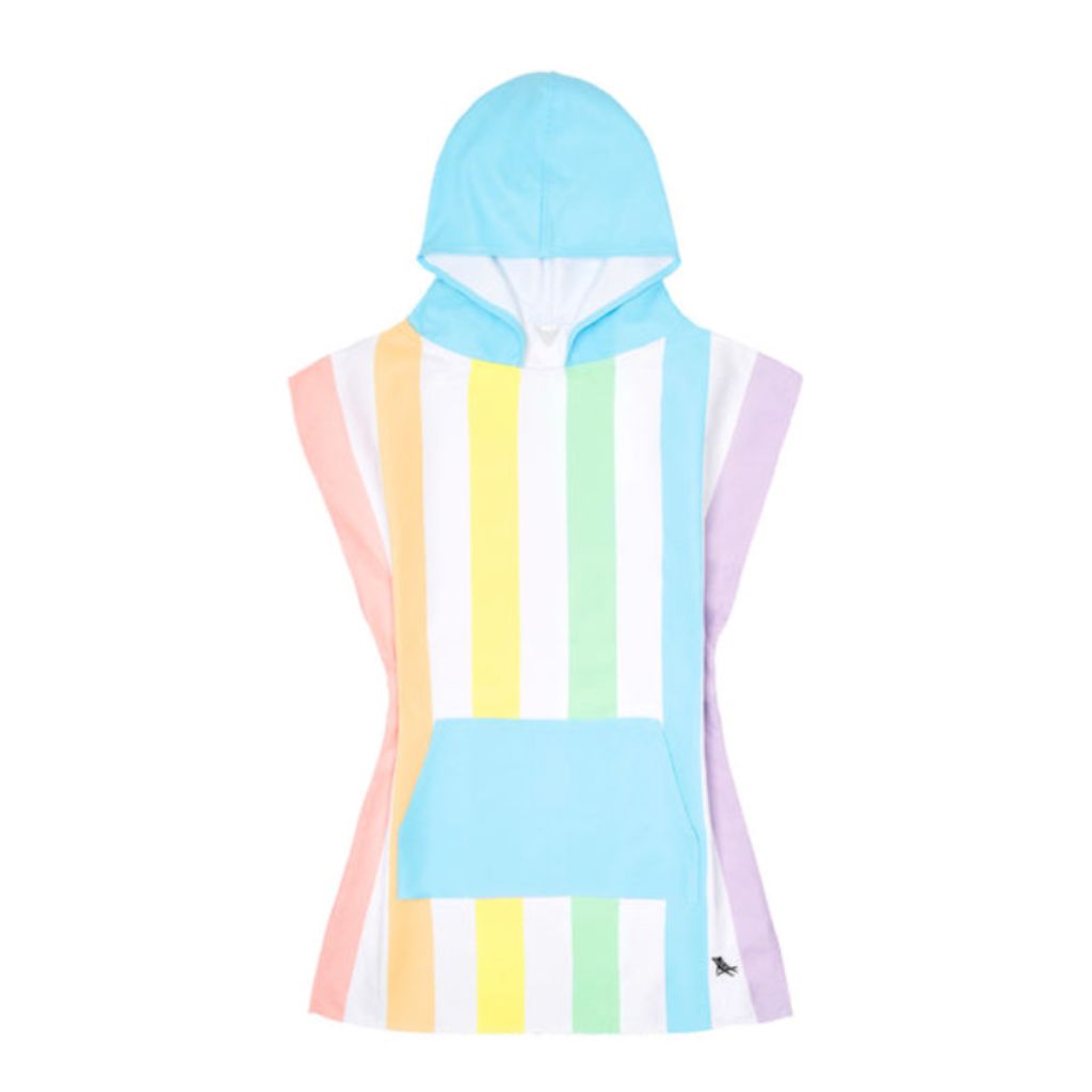 Product shot of Dock and Bay kids hooded poncho in Unicorn Waves