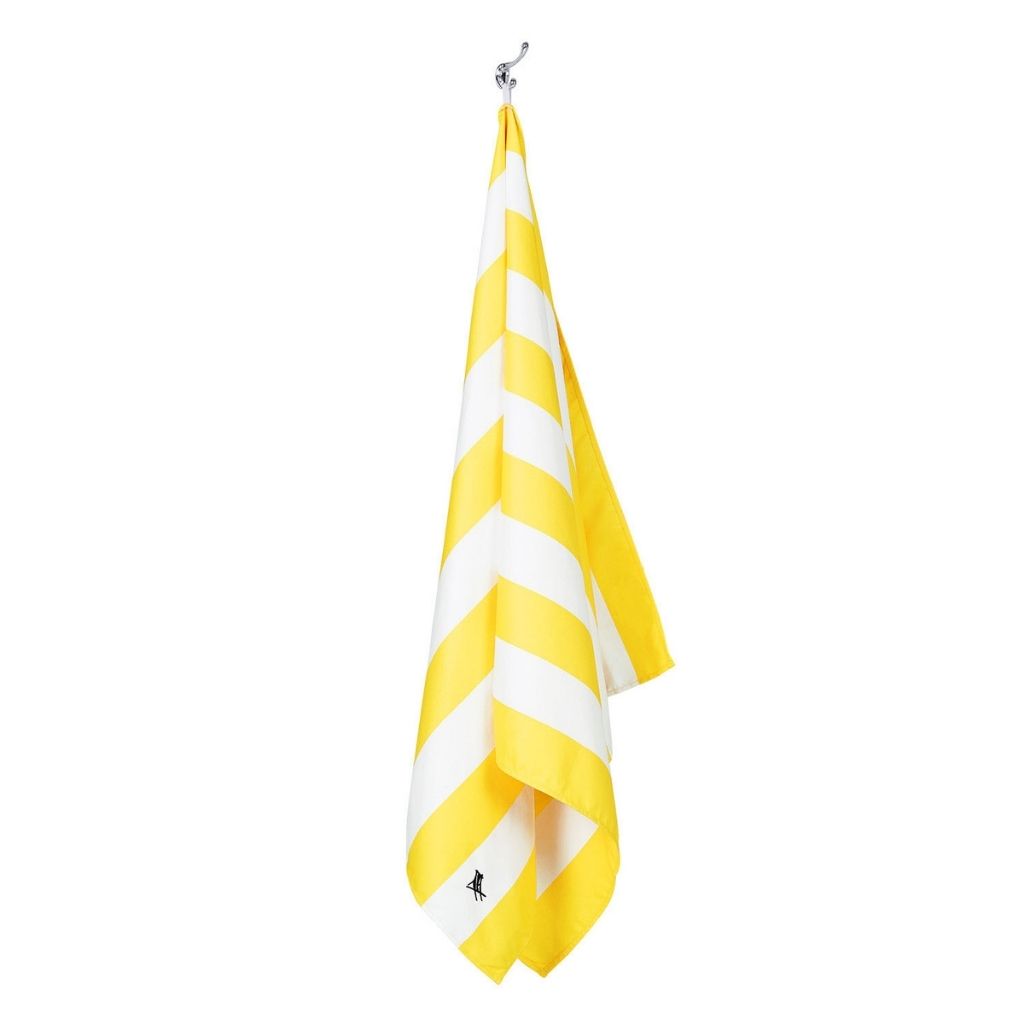Hanging Dock and Bay Signature striped cabana towel in Boracay Yellow