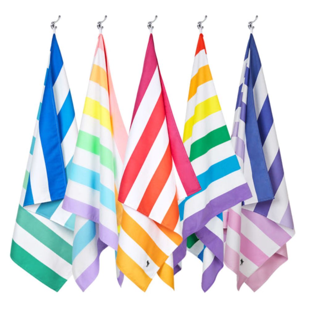 Shot of the vast array of Dock and Bay Striped Summer Beach towels
