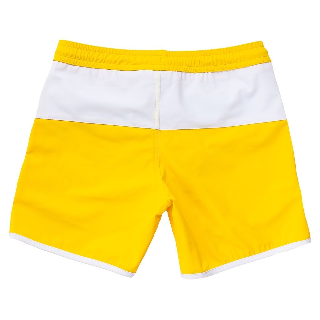 Back view of the Folpetto Jack swim shorts in Sicilian yellow and ivory