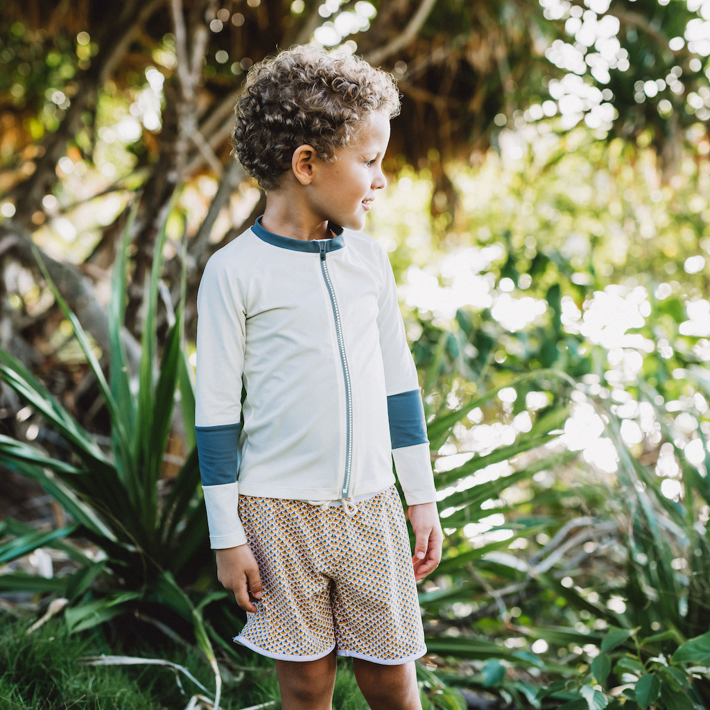 Baby boy gingham swim top trunks