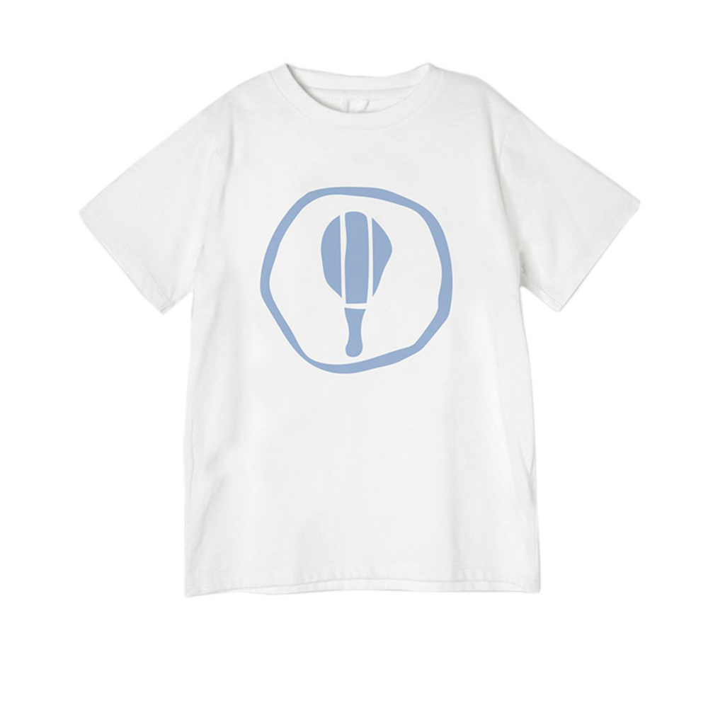 Frescobol Carioca Frescobol logo white short sleeve t-shirt for boys with pale blue bat logo