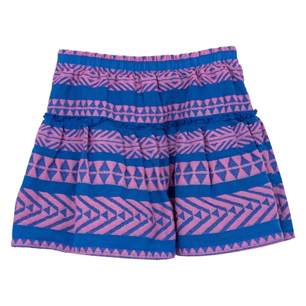 The Snow White skirt in neon pink and bright blue from the children's line of Greek resort wear brand, Devotion Twins  