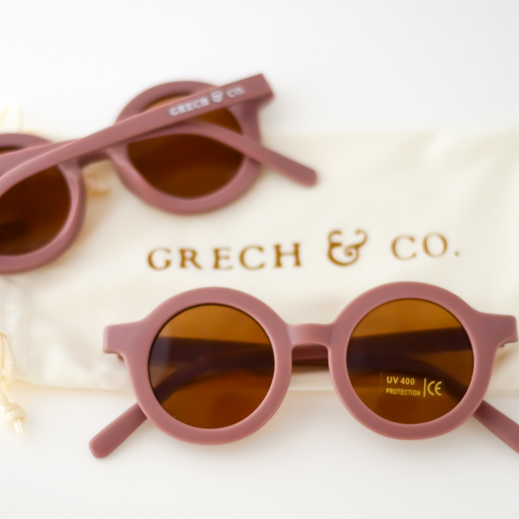 Grech & Co children's sunglasses in burlwood mauve with uv400 protection