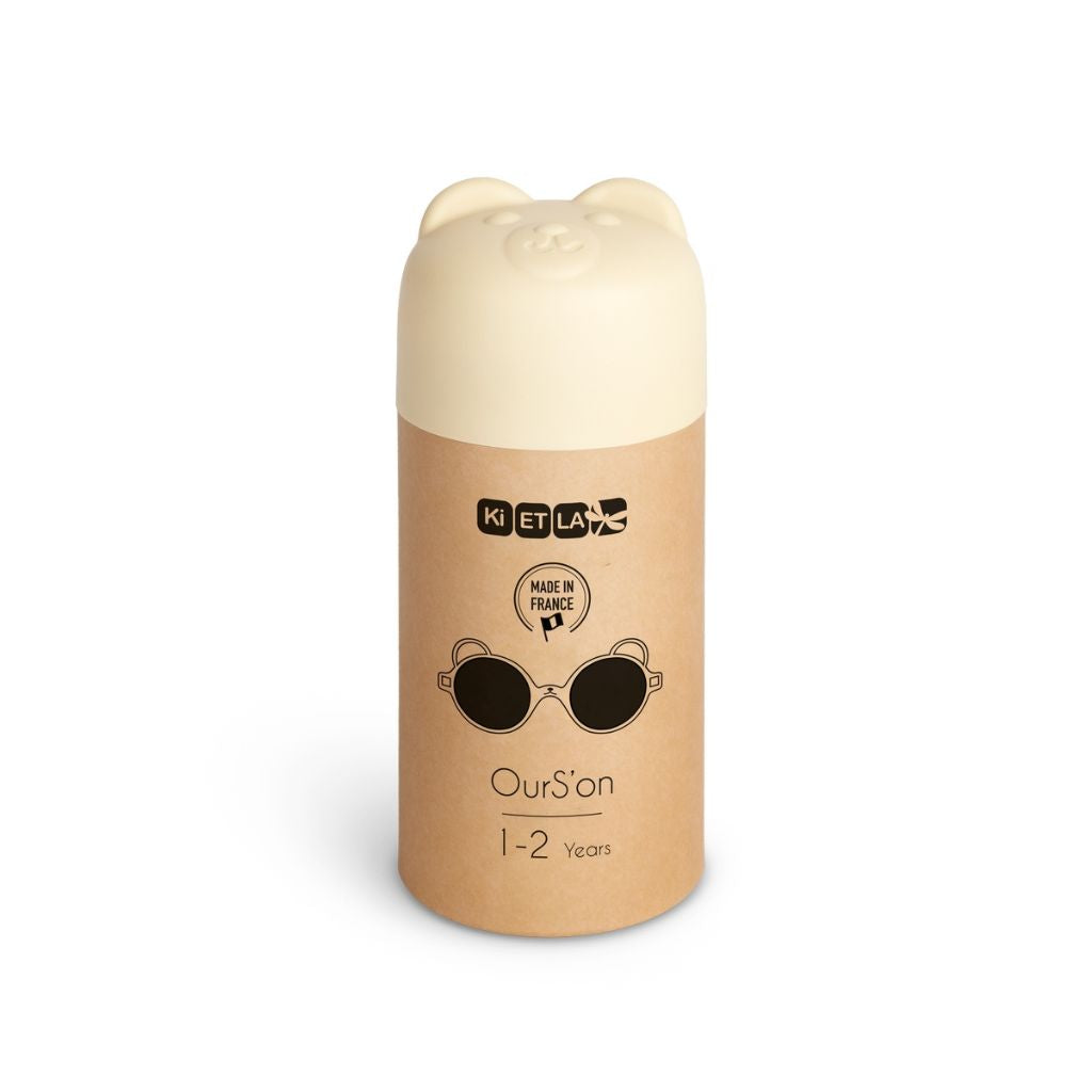Packaging for Ki et La children's Ours'on teddy bear sunglasses in cream