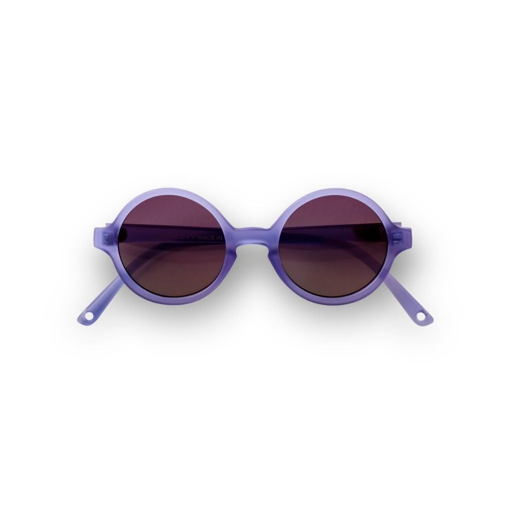 Front view of Ki et La Woam round sunglasses in Purple