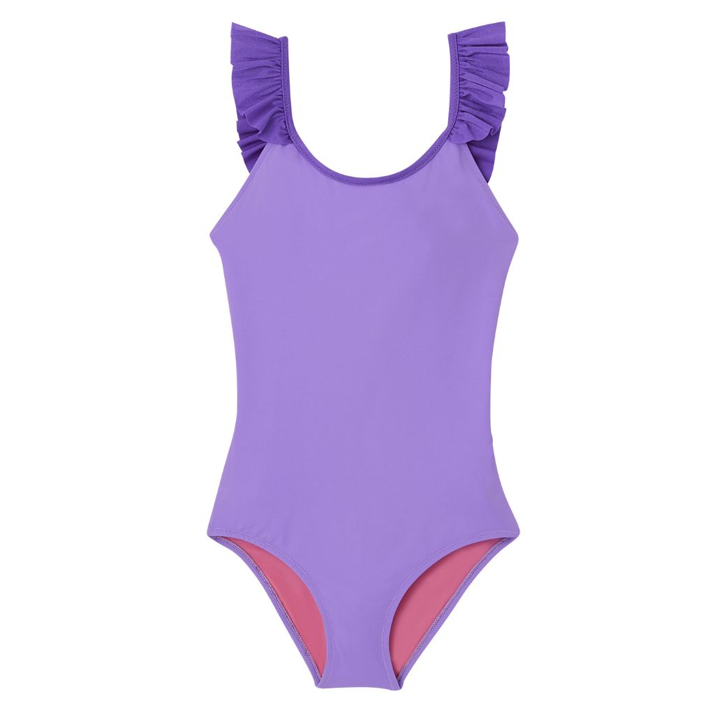 Product shot of the front of the Lison Paris Bora Bora swimsuit in purple