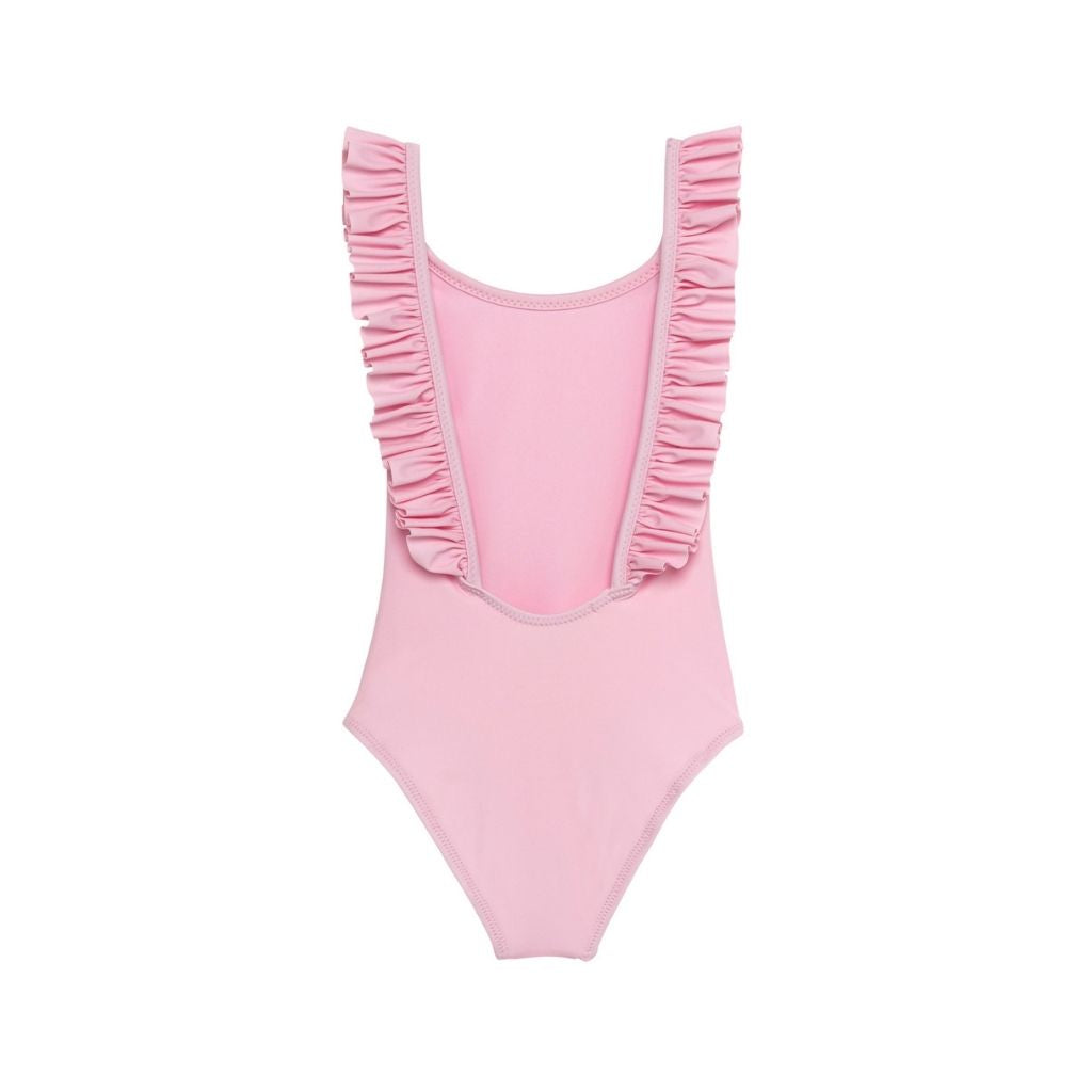 Back view of Lison Paris best-selling girls swimsuit the Bora Bora in light pink