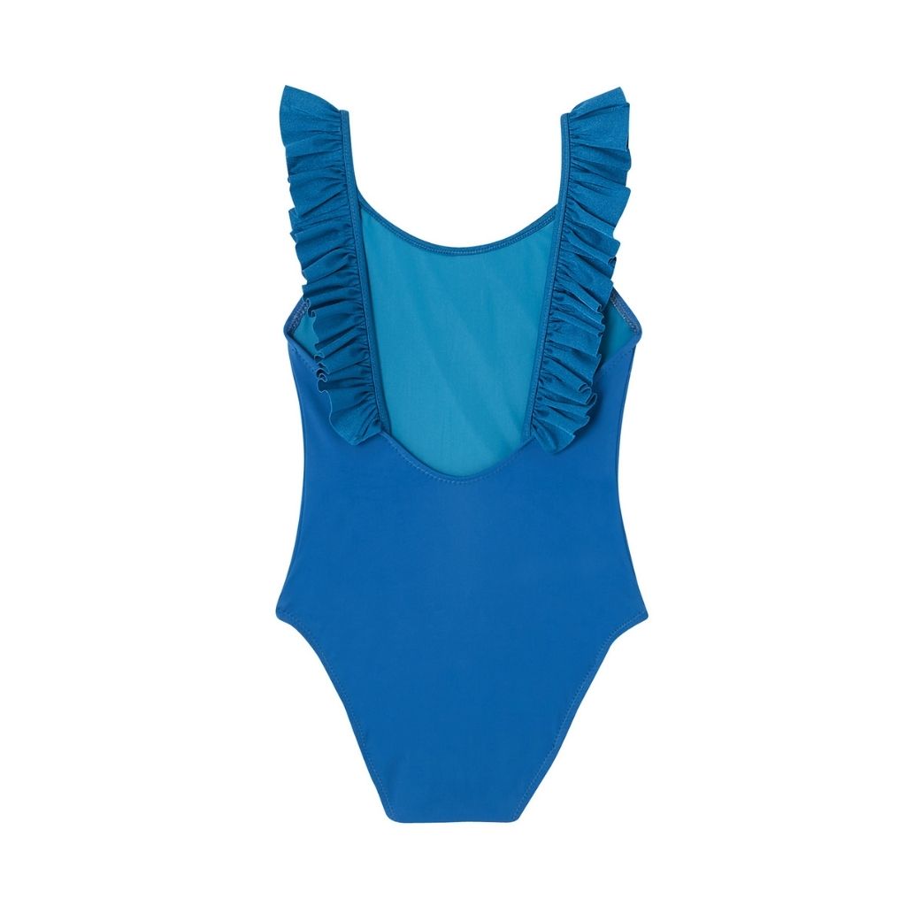 Back view of the Lison Paris Girls Bora Bora Swimsuit in Blue
