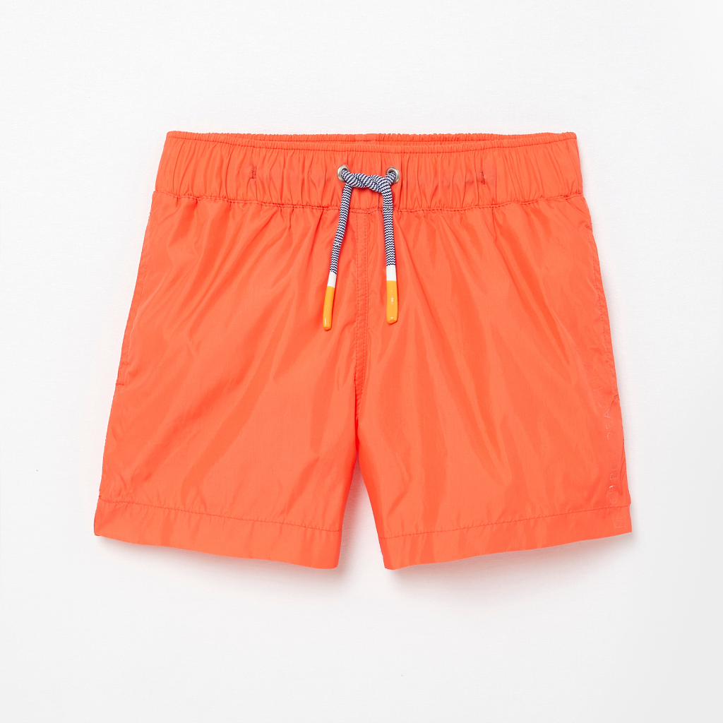 Front of Lison Paris Boy's Capri Swim Shorts in Clementine Orange